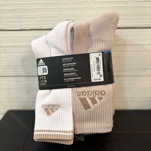 ADIDAS Men’s Cushioned Arch Compression Crew Socks 6 Pair Size 6-12 White NEW